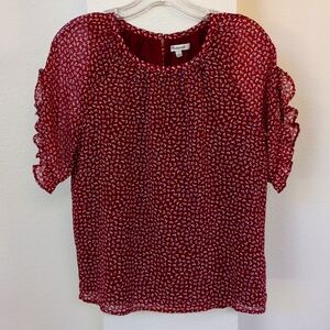 Madewell Red ruffle sleeve blouse, size Small